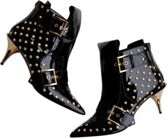 Alexander McQueen Studded Kitten-Heel Pointed Bootie Size 36