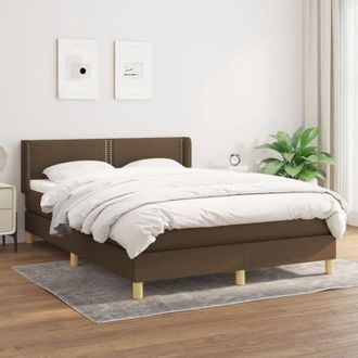 vidaXL Cama Box Spring Con Colch&oacute;n Tela Marr&oacute;n Oscuro 140x200 Cm Vidaxl