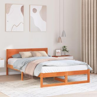 Berkfield Home Bed Frame Wax brown Solid Pine wood 120 x 200 cm Durable