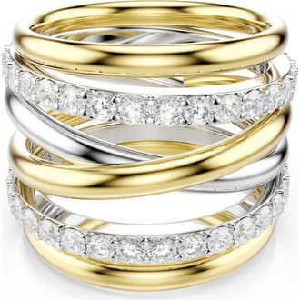 Swarovski Hyperbola Set of 3 Stackable Rings in Gold/Silver at Nordstrom, Size 7