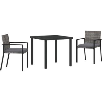 vidaXL Conjunto De Comedor De Jard&iacute;n 3 Pcs Gris Polirat&aacute;n Vidaxl