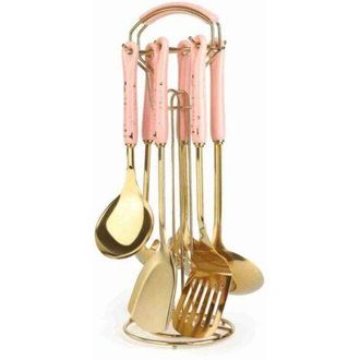 OEM Juego De Utensilios De Cocina, Kit De 7 Utensilios De Cocina De Silicona Para Accesorios De Cocina, Rosa Y Dorado