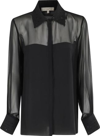 Antonelli Zwarte Lange Mouw Cupcake Shirt - Dames - Overhemden - Zwart - M - Pailletten - Overhemden