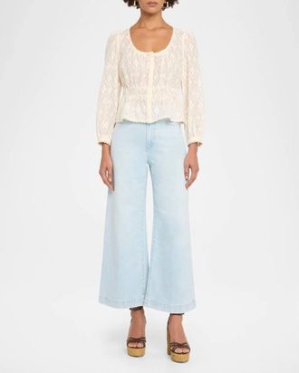 Paige Harper Wide Leg Ankle Jeans In Fleur De M