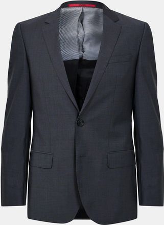 HUGO BOSS Hugo Mens Solid Patterned Notch Collared Blazer in Dark Grey - Size 36 (Chest)