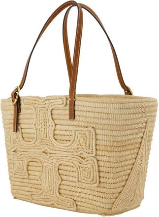 Tory Burch Womens Raffia Woven Tote Beige