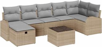 vidaXL Garden Sofa Set with Cushion 8 pcs Beige Poly rattan vidaXL