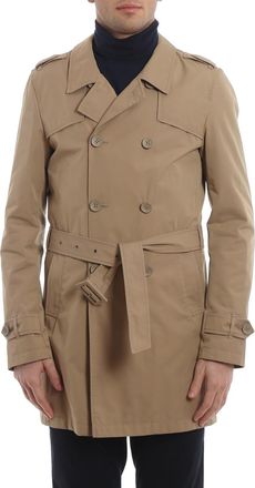 Herno Double-Breasted Cotton Blend Trench Coat - Beige