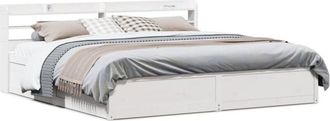 vidaXL Estructura De Cama Con Cabecero Madera De Pino Blanco 200x200cm Vidaxl