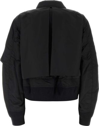sacai Womens Black Nylon Bomber Jacket Giubbini