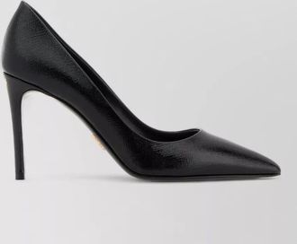 Prada leather pumps pointed toe textured finish
