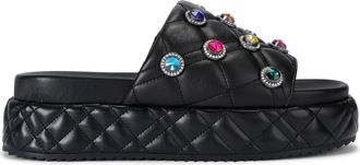 Kurt Geiger Womens Leather Sm Octavia Flatform Sandals - Black - Size UK 3