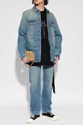 Rick Owens Denim Jacket With Pockets, Mens, Blue