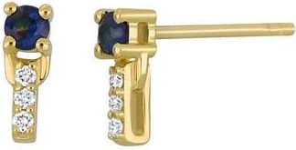 Bony Levy El Mar Gemstone & Diamond Bar Stud Earrings in 18K Yellow Gold Sapphire at Nordstrom Rack