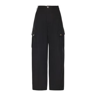 Pinko Wide Trousers, female, Black, Size: 2XS Rosalin Cotton Trousers