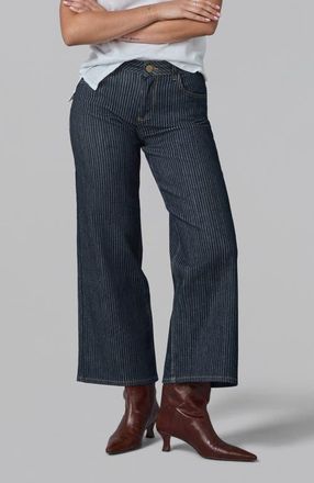 Lola Jeans Colette High Rise Wide Leg Jeans in Pinstribe Blue at Nordstrom, Size 28