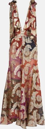 Farm Rio Lame jacquard maxi dress