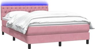 vidaXL Cama Box Spring Con Colch&oacute;n Terciopelo Rosa 160x210 Cm Vidaxl