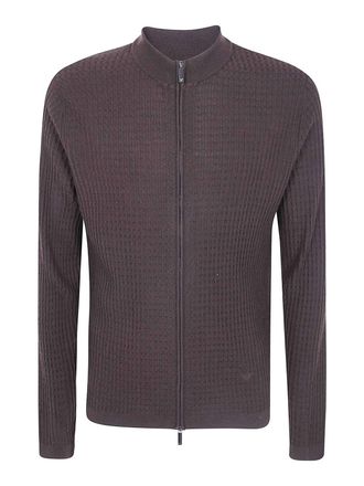 Emporio Armani Coffee brown Crew-neck Cardigan