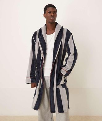 Chelsea Peers Vestaglia in pile con stampa a righe-Multicolore