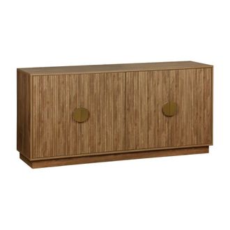 Sweeek Aparador de 4 puertas efecto madera de mango, acanalado, 160cm, marr&oacute;n