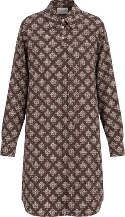Marella Emmgiunto Shirt Dress - Dames - Shirt Kleedjes - Bruin - L - Satijn - Kleedjes