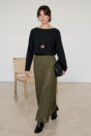 Trendyol Modest Dames Kaki Effen Maxi Modest Rokken