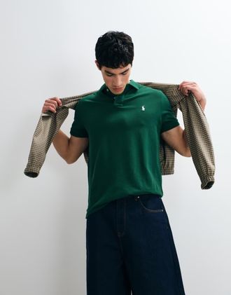 Polo Ralph Lauren Top a maniche corte verde in maglia custom slim fit
