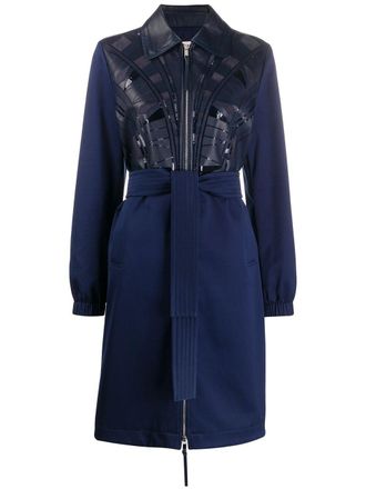 Pucci sequin-embellished panelled coat - women - Lamb Skin - 40 - Blue