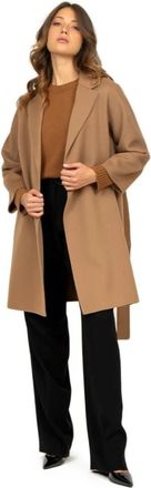 Max Mara Korte Camel Wollen Jas Dubbele Stof - Dames - Jas met riem - Bruin - L - Wol - Jassen