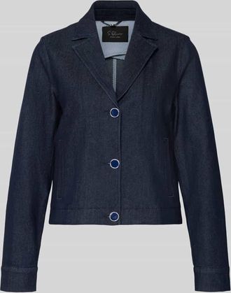s.Oliver Black Label Regular Fit Kurzblazer aus Denim in Jeansblau, Gr&ouml;&szlig;e 34