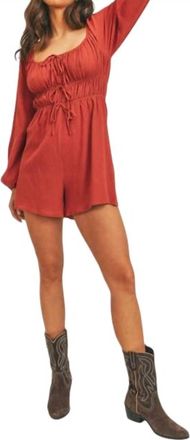 Lush Triple Tie Front Romper In Brick