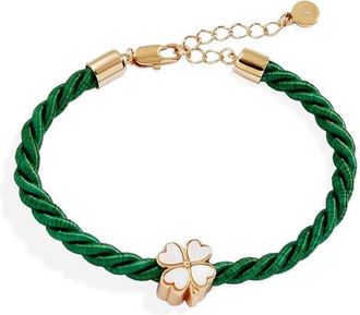 Alex and Ani Four Leaf Clover Cord Bracelet in Green at Nordstrom