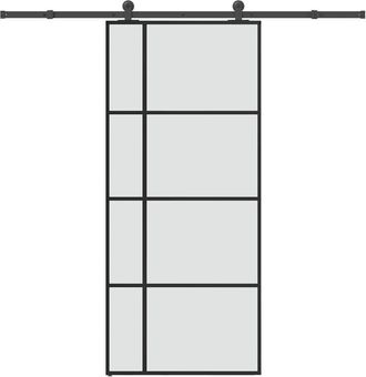vidaXL Vidaxl - Puerta Corredera Con Set Herrajes Vidrio Esg Aluminio 90x205 Cm