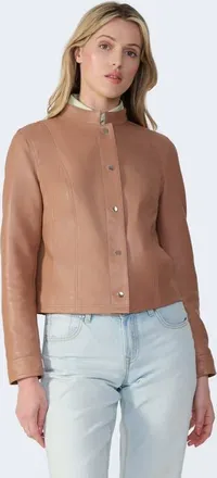 FURNIQ Amelia Leather Jacket in Mocha at Nordstrom, Size Xx-Large