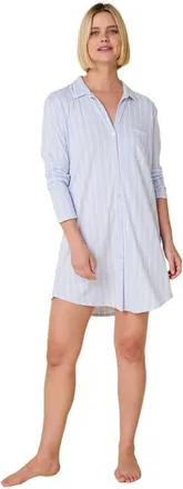 The Cats Pajamas Pima Knit Night Shirt Stripes Dots in Heritage Stripe Blue at Nordstrom, Size X-Small
