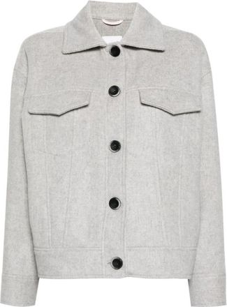 Eleventy Jas met knopen - Dames - Zomerjassen - Grijs - XL - Wol - Jassen
