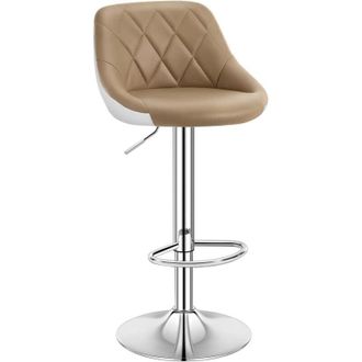 Woltu 1 pcs bar stools Faux Leather Kitchen stools barstools Seat Adjust 60-82cm Khaki