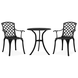 Berkfield Home 3 Piece Bistro Set Cast Aluminium Black