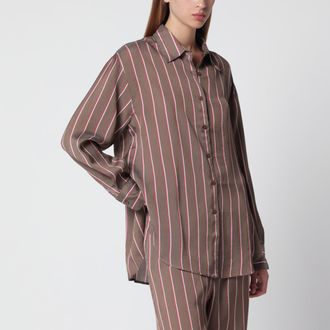 Frankie Shop Brown striped viscose and silk shirt