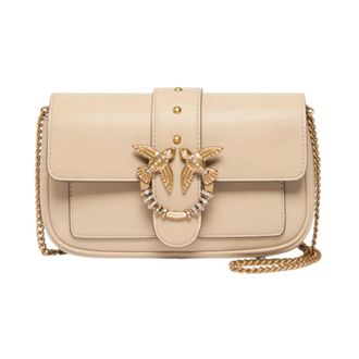 Pinko Pinko - Love Bag Pocket - Dames - Tassen - Beige - Maat: ONE Size Katoen
