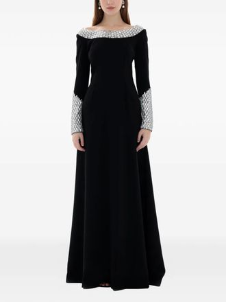 Dina Melwani crystal embellished gown - Black