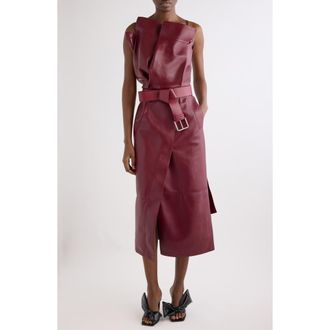 Givenchy Trench Leather Midi Dress in 642-Oxblood Red at Nordstrom, Size 40