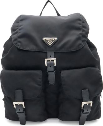 Prada Black Nero Nylon Leather Backpack (Pre-Owned)