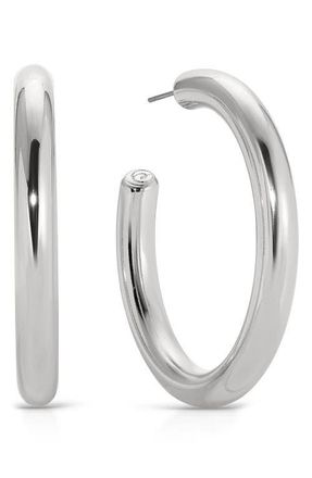 Ettika Large Thick Classic Hoop Earrings in Rhodium at Nordstrom