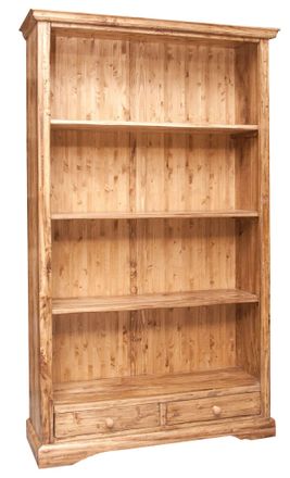 Biscottini International Biblioteca De Estilo Country De Madera Maciza De Tilo Acabado Con Efecto Natural 109x36x180 Cm