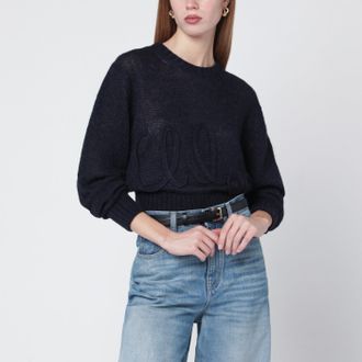 Chlo&eacute; Maglione in misto alpaca blu navy