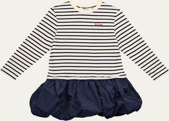 Sea New York Girls Athena Striped Long-Sleeve Bubble T-Shirt Dress