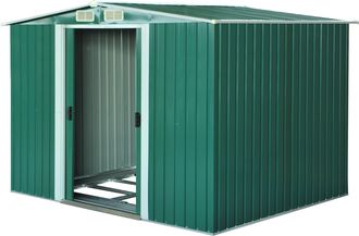 OUTSUNNY Cobertizo De Jard&iacute;n 258x206x178 Cm 5,3m&sup2; Caseta Met&aacute;lica Con Puertas Correderas Y Ventilaciones Para Almacenamiento De Herramientas - Outsunny