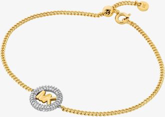 Michael Kors Pav&eacute; and Logo Charm Two-Tone Slider Bracelet